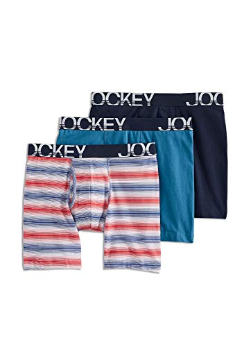 Jockey Men's Underwear ActiveStretch Midway Brief - 3 Pack, True Navy/Patriot Stripe/Lake Blue, S von Jockey