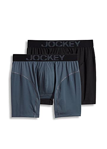 Jockey Men's Underwear RapidCool Boxer Brief - 2 Pack, Nerves of Steel/Black, S von Jockey