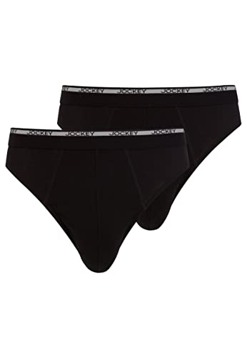 Jockey Modern Classic Brief 2er Pack – Unterhosen für Männer, Unterwäsche aus 100% Baumwolle, Herren Slips ohne Eingriff, Feinripp-Material, 2er Set, in Schwarz von Jockey