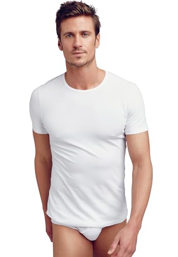 Jockey Modern Classic Round Neck Shirt 2er Pack - Baumwoll T-Shirts für Herren mit Kurzarm| Rundhals-Ausschnitt | Basic mit verstärktem Kragen undlockerer Passform - Doppelpack, in Weiß von Jockey