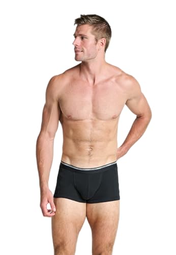 Jockey Modern Classic Short Trunk - Boxershorts Herren im 2er Pack, Unterhosen ohne Eingriff, Unterwäsche aus 100% Baumwolle, Shorts aus Feinripp-Material, 2er Set, in Schwarz von Jockey