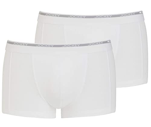 Jockey Modern Classic Short Trunk - Boxershorts Herren im 2er Pack, Unterhosen ohne Eingriff, Unterwäsche aus 100% Baumwolle, Shorts aus Feinripp-Material, 2er Set, in Weiß Jockey Modern Classic Short Trunk - Boxershorts Herren im 2er Pack, Unterhosen ohne Eingriff, Unterwäsche aus 100% Baumwolle, Shorts aus Feinripp-Material, 2er Set, in Weiß von Jockey