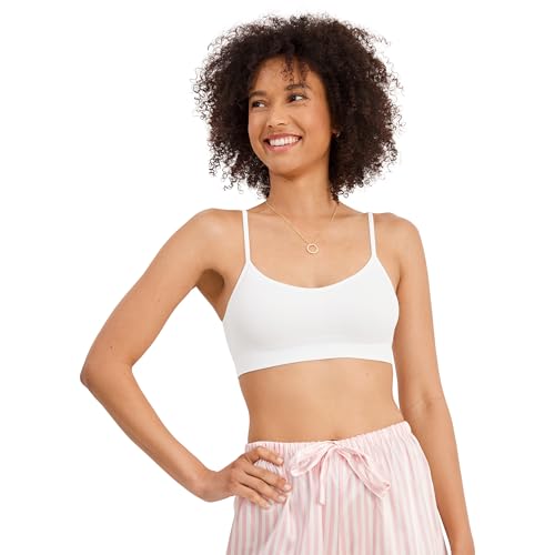 Jockey Modern Micro Seamfree Bralette – Damen BH ohne Bügel, gepolstertes Bustier mit herausnehmbaren Cups, Nahtlose Unterwäsche, schmale verstellbare Träger, in Weiß von Jockey