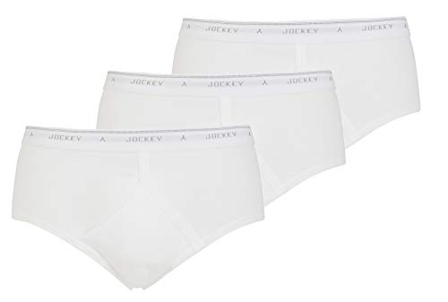 Jockey UK Classic Cotton Rib Y-Front Brief 3er Pack – atmungsaktiver Herren-Slip, Feinripp Unterwäsche 100% Baumwolle, Unterhose mit Y Front Eingriff - Multipack Herrenunterwäsche, in Weiß von Jockey