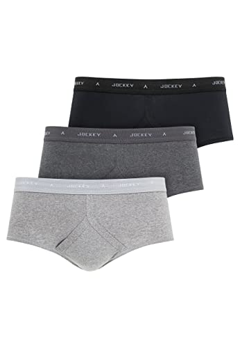 Jockey UK Classic Cotton Rib Y-Front Brief 3er-Pack in Black Grey Mix, Größe 42 von Jockey