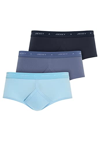 Jockey UK Classic Cotton Rib Y-Front Brief 3er-Pack in Indigo Mix, Größe 36 von Jockey