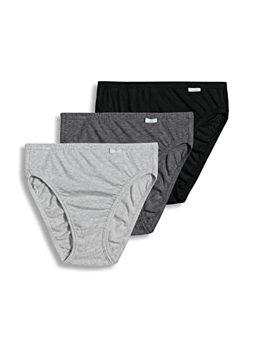 Jockey Women's Underwear Plus Size Elance French Cut - 3 Pack, grey heather/charcoal heather/black, 9 von Jockey