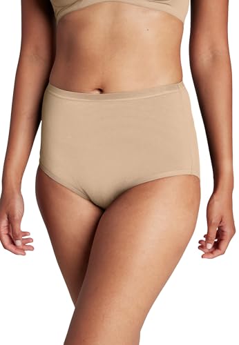 Jockey Worry Free Brief- Menstruationsunterwäsche, auslaufsichere Perioden Unterwäsche, Unterhosen Damen für leichte bis mittelschwere Regel, Baumwoll Unterwäsche Damen, in Beige von Jockey