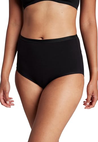 Jockey Worry Free Brief- Menstruationsunterwäsche, auslaufsichere Perioden Unterwäsche, Unterhosen Damen für leichte bis mittelschwere Regel, Baumwoll Unterwäsche Damen, in Schwarz von Jockey