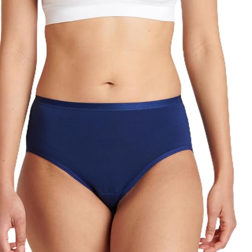 Jockey Worry Free Hipster - Menstruationsunterwäsche, auslaufsichere Perioden Unterwäsche, Unterhosen Damen für leichte bis mittelschwere Regel, Baumwoll Unterwäsche Damen, in Blau von Jockey
