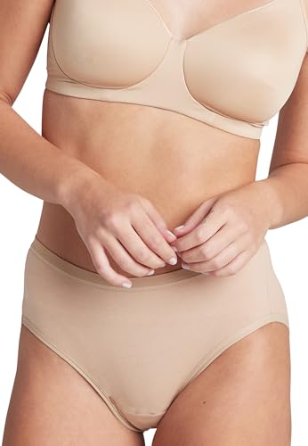 Jockey Worry Free Hipster - Menstruationsunterwäsche, auslaufsichere Perioden Unterwäsche, Unterhosen Damen für leichte bis mittelschwere Regel, Baumwoll Unterwäsche Damen, in Beige von Jockey
