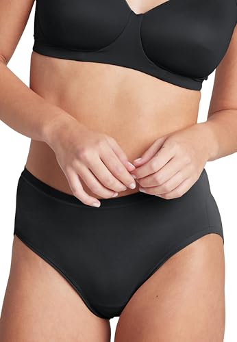 Jockey Worry Free Hipster - Menstruationsunterwäsche, auslaufsichere Perioden Unterwäsche, Unterhosen Damen für leichte bis mittelschwere Regel, Baumwoll Unterwäsche Damen, in Schwarz von Jockey