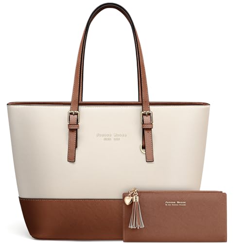 Jocose Moose Damen Handtasche Schultertasche, Vintage Leder Tasche Shopper Groß für BüRo Schule Einkauf, Geschenk mit Einer Damen Geldbörse von Jocose Moose