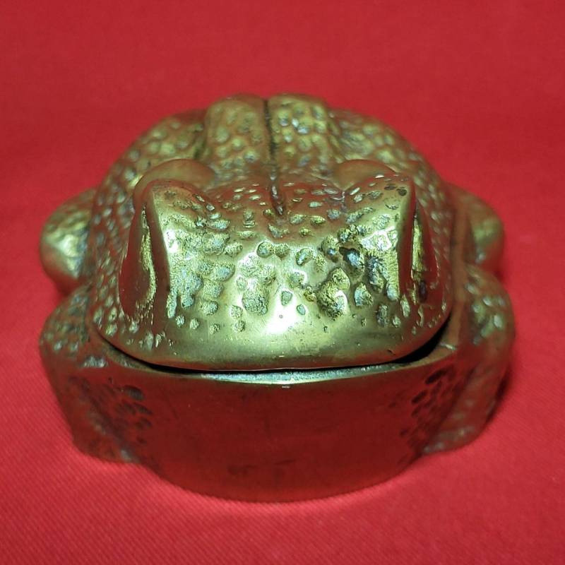 Antike Solide Messing Kröte Frosch Mit Klappdeckel Trinket Box von JodamelTreasures