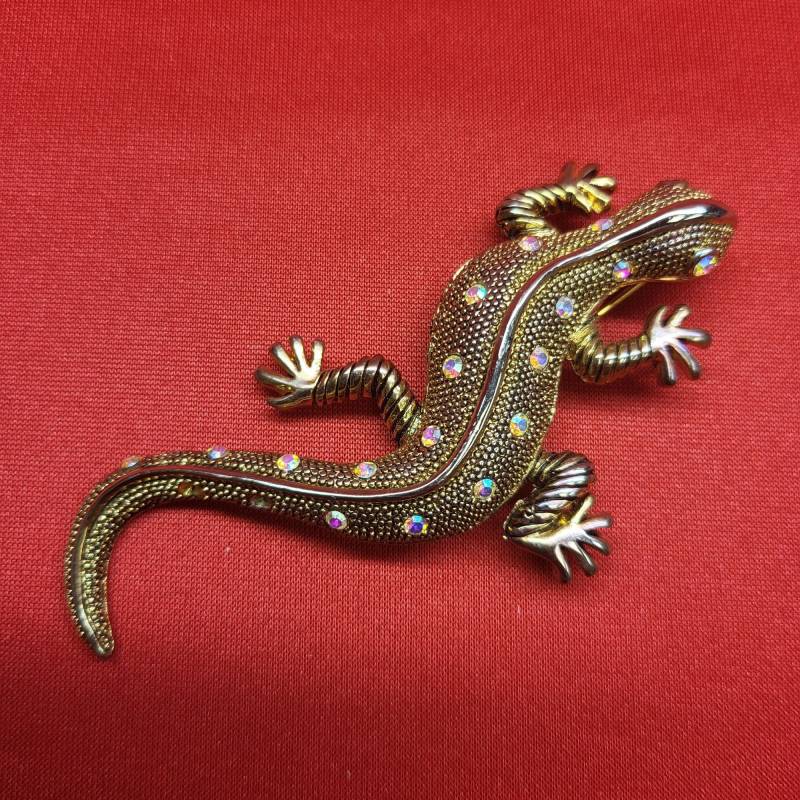 Eidechse Pin Brosche Goldton von JodamelTreasures