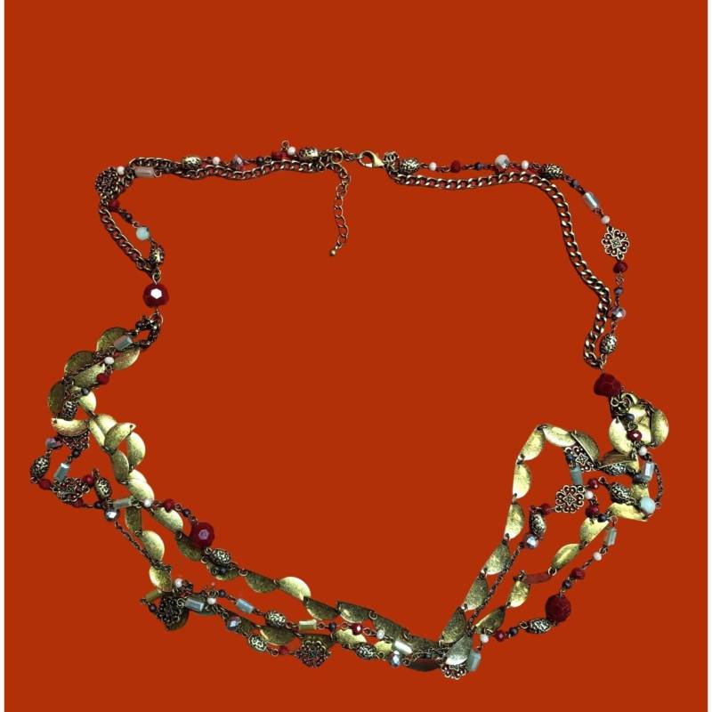 Vintage Bronze Multi Strang Layered Perlenkette von JodamelTreasures