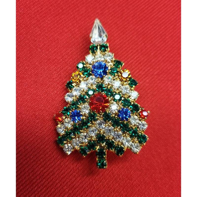 Vintage Kristall Weihnachtsbaum Pin von JodamelTreasures