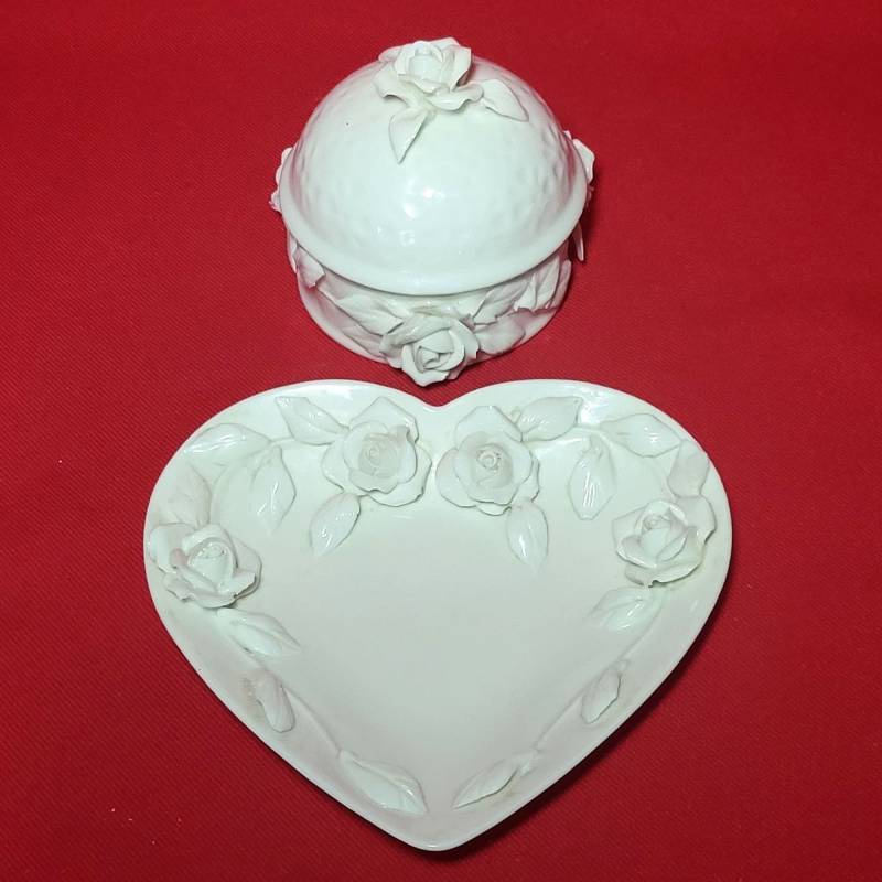Vtg Godinger Porzellan White Rose Dish & Trinket Box von JodamelTreasures