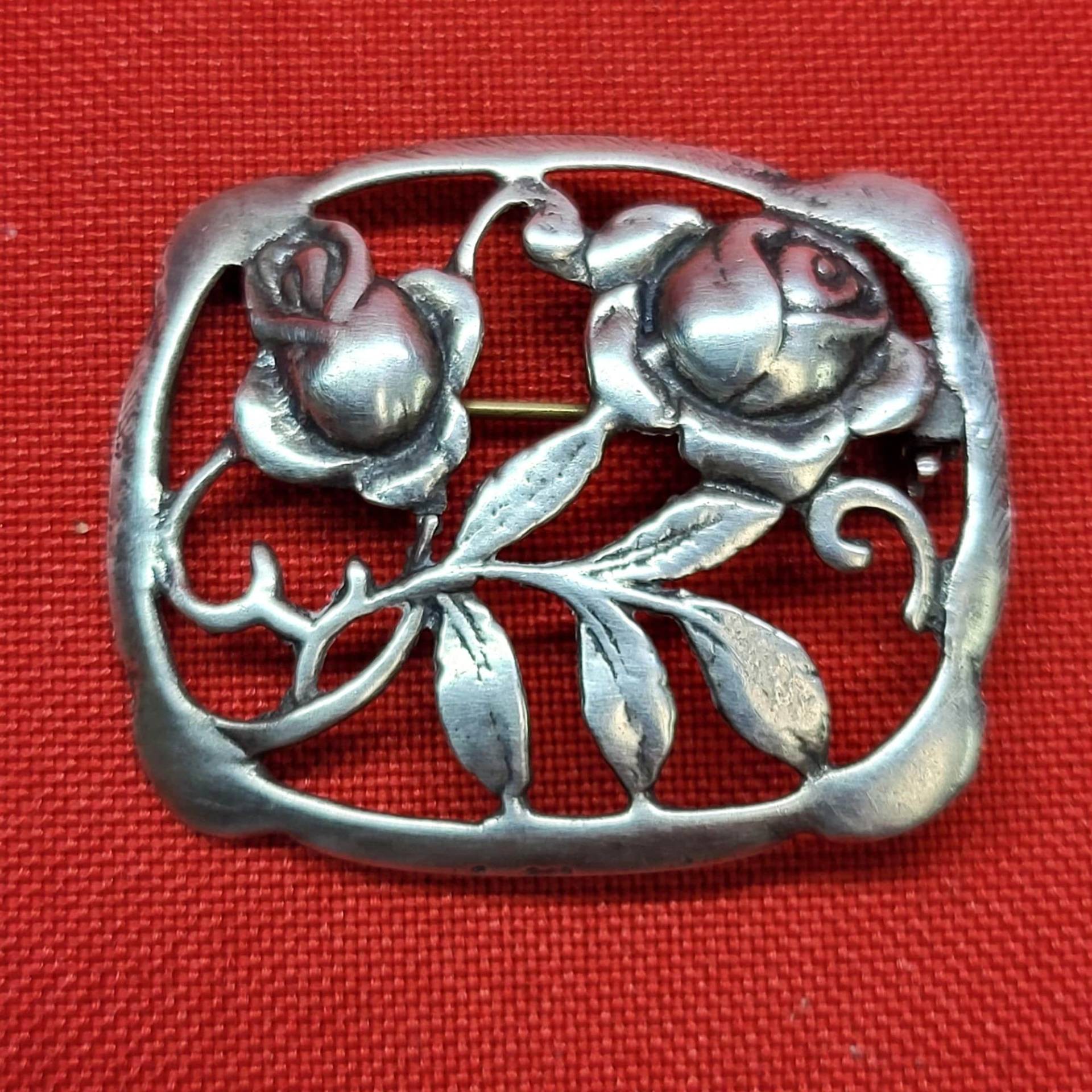 Vtg Sterling Silber Rose Brosche Mit Rahmen Floral von JodamelTreasures