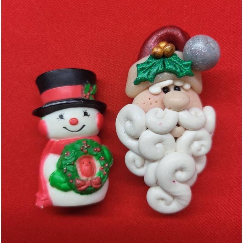 Weihnachten Pins/ Broschen 2Er Set Santa & Frosty, Der Schneemann Pins von JodamelTreasures