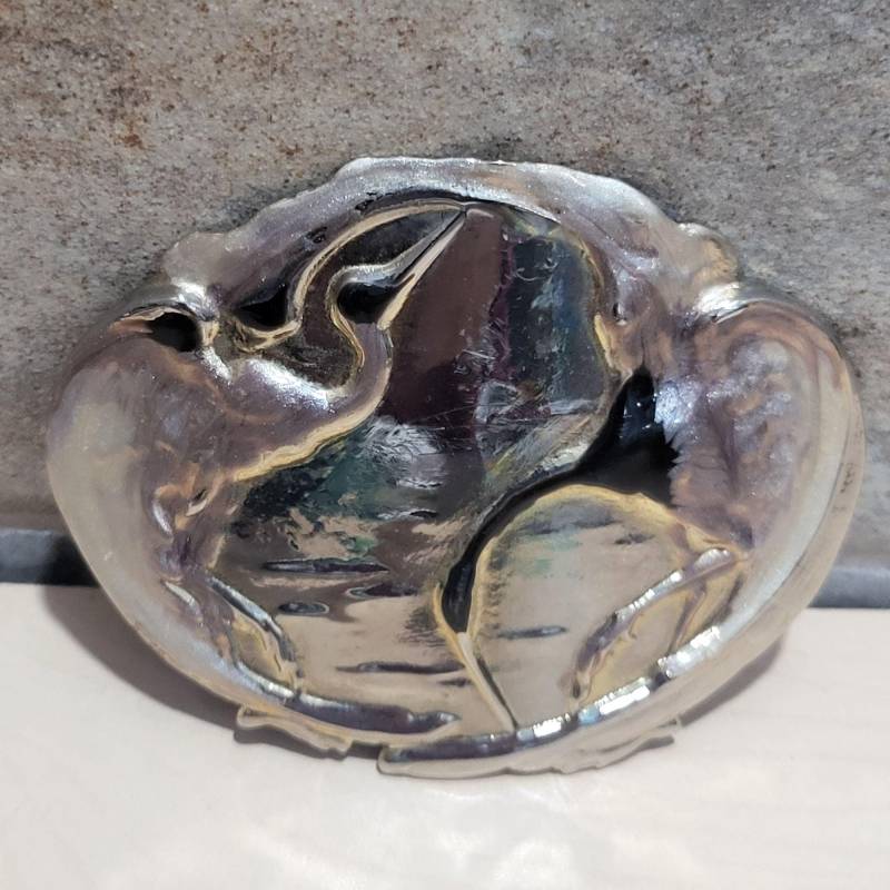 Zwei Kraniche Metall Gürtelschnalle Silber Ton von JodamelTreasures