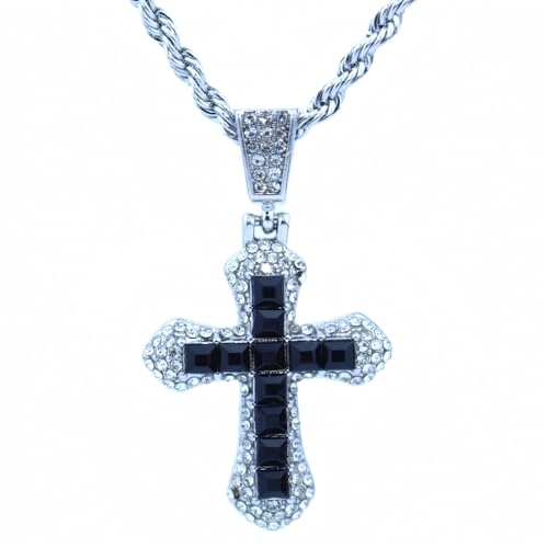 Joddfly Kristall Kreuz Anhänger Halskette Rosa Zirkon Steine Silber Kette 61.0 cm, Standard size, Edelstahl, Kein Edelstein Joddfly Kristall Kreuz Anhänger Halskette Rosa Zirkon Steine Silber Kette 61.0 cm, Standard size, Edelstahl, Kein Edelstein von Joddfly