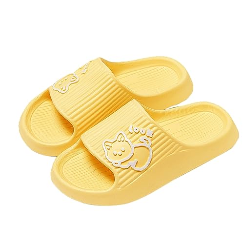 Jodimitty Hausschuhe Damen Katzenmuster Badeschuhe, EVA Super Weich Rutschfest Cozyslides Original Slippers Wolkenschuhe Herren Damen Cozislides Dicke Unterseite Schlappen (Gelb, 39/40 EU) von Jodimitty