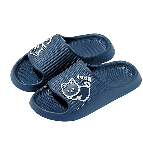 Jodimitty Hausschuhe Damen Katzenmuster Badeschuhe, EVA Super Weich Rutschfest Cozyslides Original Slippers Wolkenschuhe Herren Damen Cozislides Dicke Unterseite Schlappen (MarineBlau, 41/42 EU) von Jodimitty