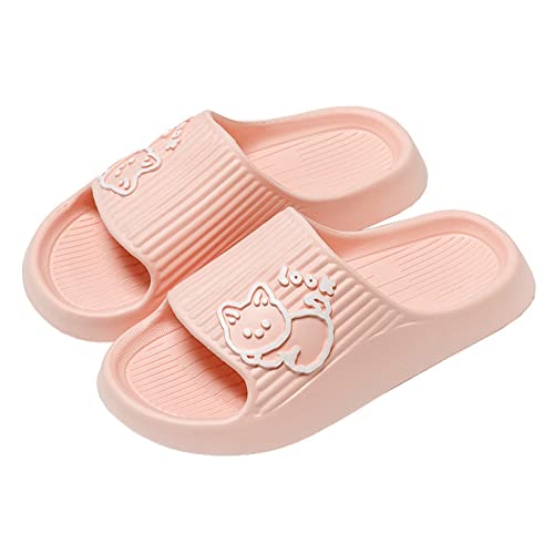 Jodimitty Hausschuhe Damen Katzenmuster Badeschuhe, EVA Super Weich Rutschfest Cozyslides Original Slippers Wolkenschuhe Herren Damen Cozislides Dicke Unterseite Schlappen (Rosa, 35/36 EU) von Jodimitty