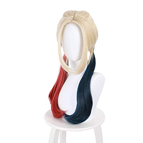 Half black Half red Cosplay Wig for Women Long Curly Ponytail Synthetic Wig Halloween Costume Party Cosplay Perücken Half black Half red Cosplay Wig for Women Long Curly Ponytail Synthetic Wig Halloween Costume Party Cosplay Perücken von Jodiss