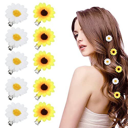 16 Stück Gänseblümchen Haarspangen Kleine Blumen Haarnadeln Mini Sonnenblumen Haarspange Strandhochzeit Blumen Haarspangen für Frauen Mädchen Blumen-Kopfschmuck Haarstyling Zubehör für Party Stil C von Jodsen