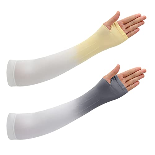 2 Paar Arm Sleeves UPF50+ UV-Schutz Kühlung Armstulpen Farbverlauf Sommer Sonne Sonne Schützen für Männer Frauen Tattoo Cover Unisex Ärmlinge Kompressions Arm Ärmel Rutschfest für Outdoor Laufen (D) von Jodsen