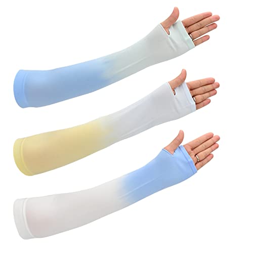 3 Paar Arm Sleeves UPF50+ UV-Schutz Kühlung Armstulpen Farbverlauf Sommer Sonne Sonne Schützen für Männer Frauen Tattoo Cover Unisex Ärmlinge Kompressions Arm Ärmel Rutschfest für Outdoor Laufen (A) von Jodsen