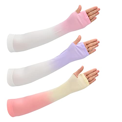 3 Paar Arm Sleeves UPF50+ UV-Schutz Kühlung Armstulpen Farbverlauf Sommer Sonne Sonne Schützen für Männer Frauen Tattoo Cover Unisex Ärmlinge Kompressions Arm Ärmel Rutschfest für Outdoor Laufen (B) von Jodsen