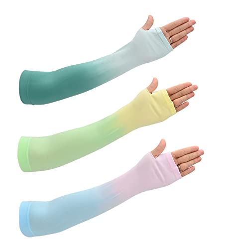 3 Paar Arm Sleeves UPF50+ UV-Schutz Kühlung Armstulpen Farbverlauf Sommer Sonne Sonne Schützen für Männer Frauen Tattoo Cover Unisex Ärmlinge Kompressions Arm Ärmel Rutschfest für Outdoor Laufen (C) von Jodsen