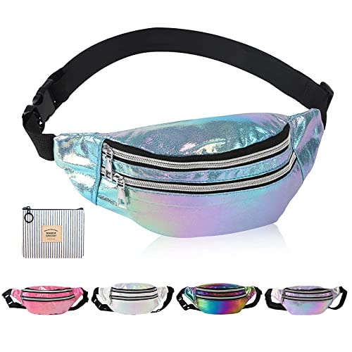 Holografisches Gürteltaschen-Set, modische Gürteltasche mit Geldbörse, Gürteltasche, wasserdichte Gürteltaschen, Damen, Wandern, Wasit Packs für Outdoor-Reisen, Joggen, Hundespaziergang (Neonblau) von Jodsen