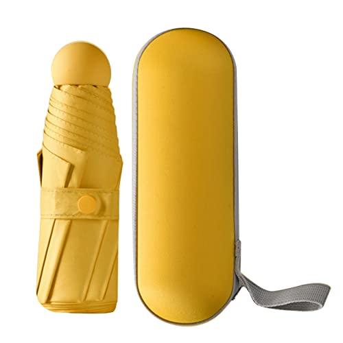 Regenschirm Taschenschirm,6 Rippen Faltbarer Reiseschirm Taschenschirm Sturmfest Mini-Anti-UV-Regenschirm Schnelltrockener und ultraleichter kompakter Klappschirm für Männer Frauen 90 x 55 cm (Yellow) von Jodsen