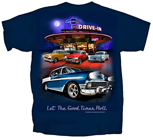 Joe Blow Herren T-Shirt Chevy Bel Air Tri-Five Retro Drive-In - Schwarz - Large von Joe Blow T's