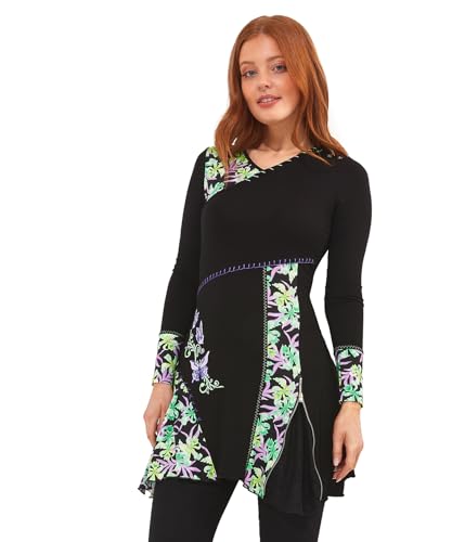 Joe Browns Damen A-Linie, tropisches Blumen Oberteil Tunika-Shirt, Schwarz, 42 von Joe Browns