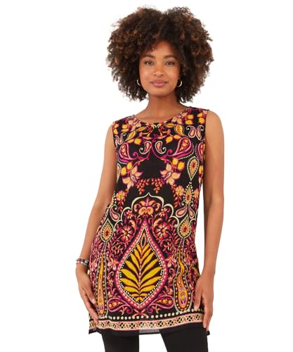 Joe Browns Damen Ärmelloses Kleid mit hellem Kontrast im Boho Tunika-Shirt, Schwarz, 38 Joe Browns Damen Ärmelloses Kleid mit hellem Kontrast im Boho Tunika-Shirt, Schwarz, 38 von Joe Browns