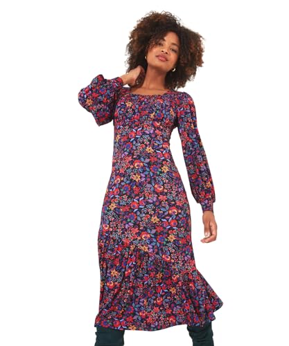 Joe Browns Damen Asymmetric Frill Floral Sweetheart Neck Jersey Midi Casual Dress, Multi, 32 von Joe Browns