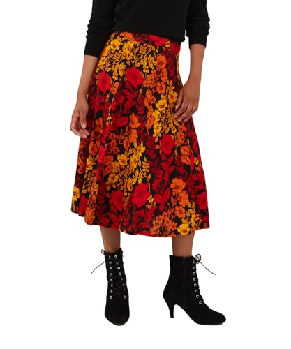 Joe Browns Damen Autumnal Floral Midi Skirt Rock, Schwarz, 36 von Joe Browns