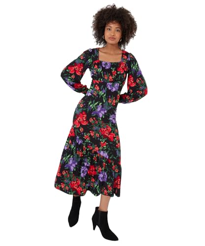 Joe Browns Damen Balloon Sleeve Gathered Floral Midi Jersey Dress Lässiges Kleid, rot, 38 Joe Browns Damen Balloon Sleeve Gathered Floral Midi Jersey Dress Lässiges Kleid, rot, 38 von Joe Browns