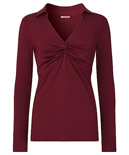 Joe Browns Damen Basic Knot Front Collared Long Sleeve Jersey Top Hemd, Berry, 34 von Joe Browns