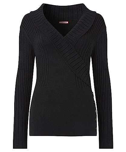 Joe Browns Damen Basic Wrap Front Ribbed Sleeve Jumper Pullover, Schwarz, 34 von Joe Browns