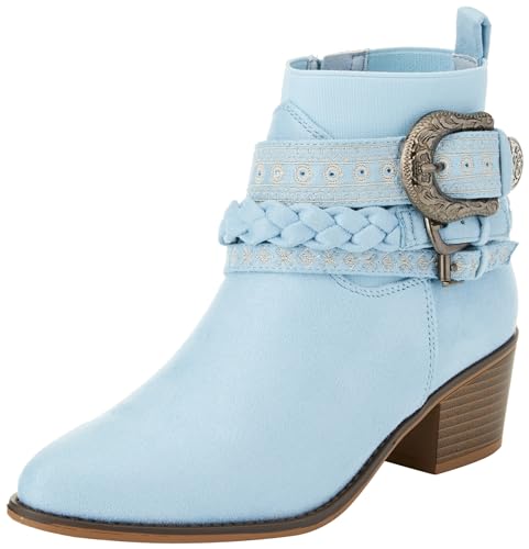 Joe Browns Damen Bestickte Westernstiefeletten im Boho-Stil mit Schnalle Stiefelette, hellblau, 38 EU Weit von Joe Browns