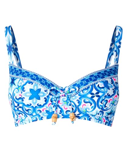 Joe Browns Damen Bikinioberteil aus recyceltem Material, griechischer Fliesenbordüre, Cupped Bikini, Blau/Mehrfarbig, 46 von Joe Browns