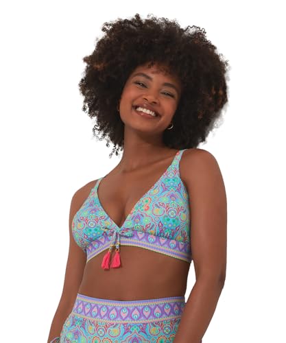 Joe Browns Damen Bikinioberteil aus recyceltem Material, helles Fliesendruck Bikini, Blau/Mehrfarbig, 38 von Joe Browns