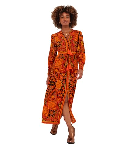 Joe Browns Damen Boho Button-Through Tassel Tie Maxi Dress Kleid, Orange, 34 von Joe Browns
