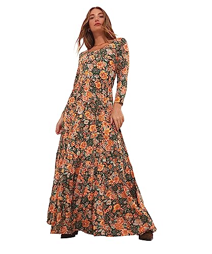 Joe Browns Damen Boho Floral Print Long Sleeve Maxi Casual Dress, Multi, 38 von Joe Browns